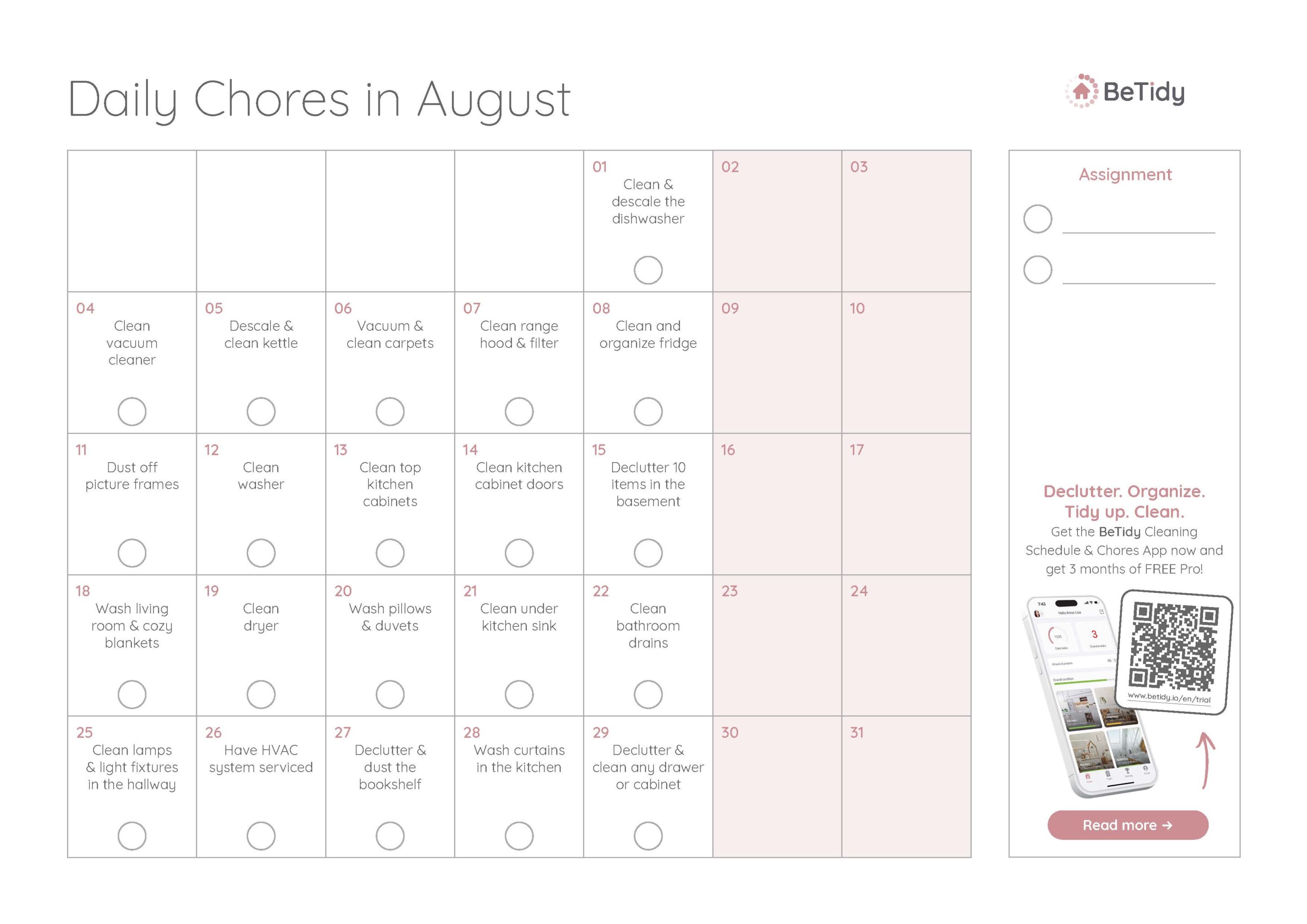 Daily chores for couples - Download PDF