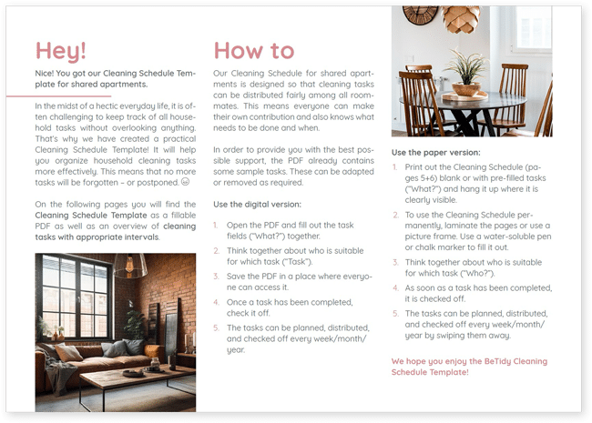 Putzplan zum Ausdrucken - Tipps & Tricks für Wohngemeinschaften