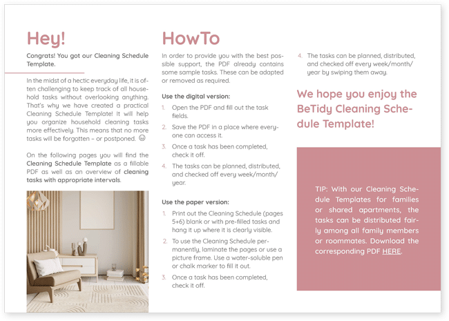 Putzplan zum Ausdrucken - Tipps & Tricks für Haushaltsaufgaben