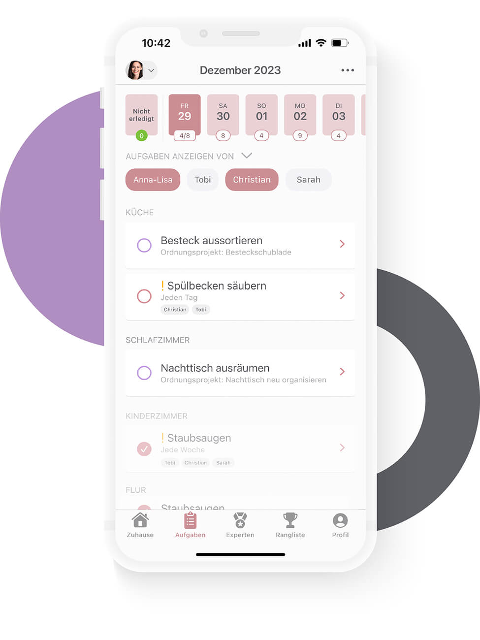 tagesplan-app BeTidy ist dein Tagesplaner für deine Haushaltsaufgaben